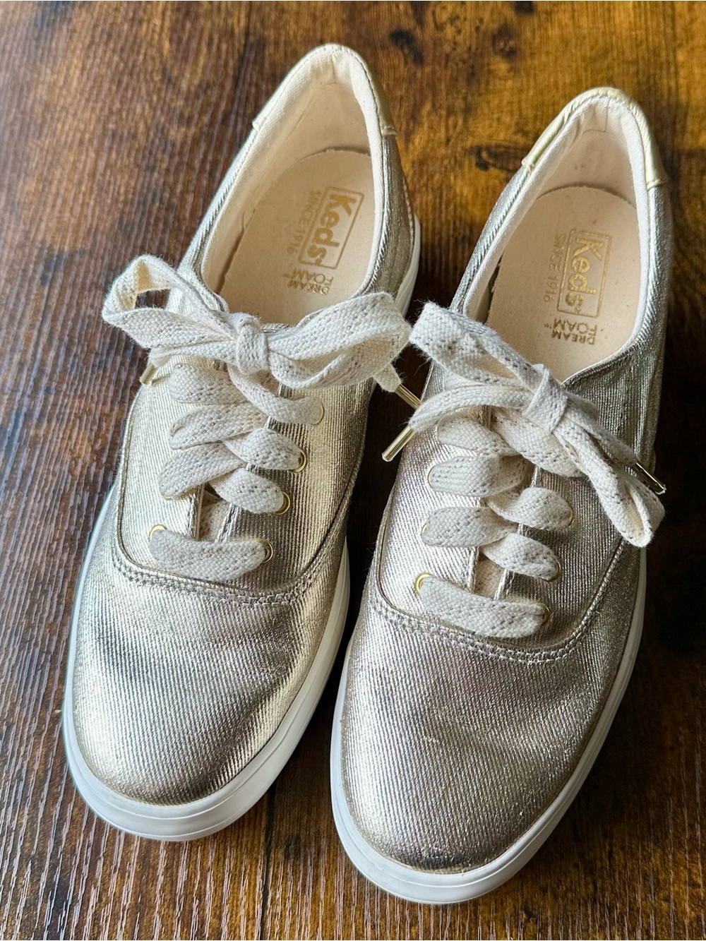 Keds Metallic Champagne Lace-Up Sneakers